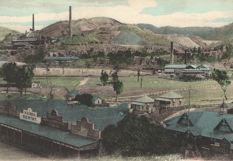 View of the town of Mount Morgan and the mine beyond